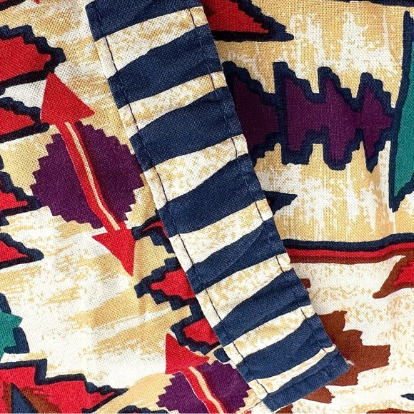 VTG Rockies Shirt Womens L Southwestern Print Rodeo Cowboy Button Up Western Top - Picture 13 of 13